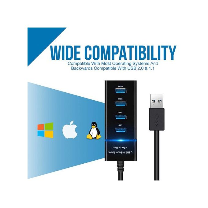 Universal High-Speed USB 3.0 Four-Port Hub