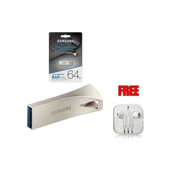 Samsung 64GB USB BAR Flash Drive – Silver + Complimentary Earpiece in kumasi