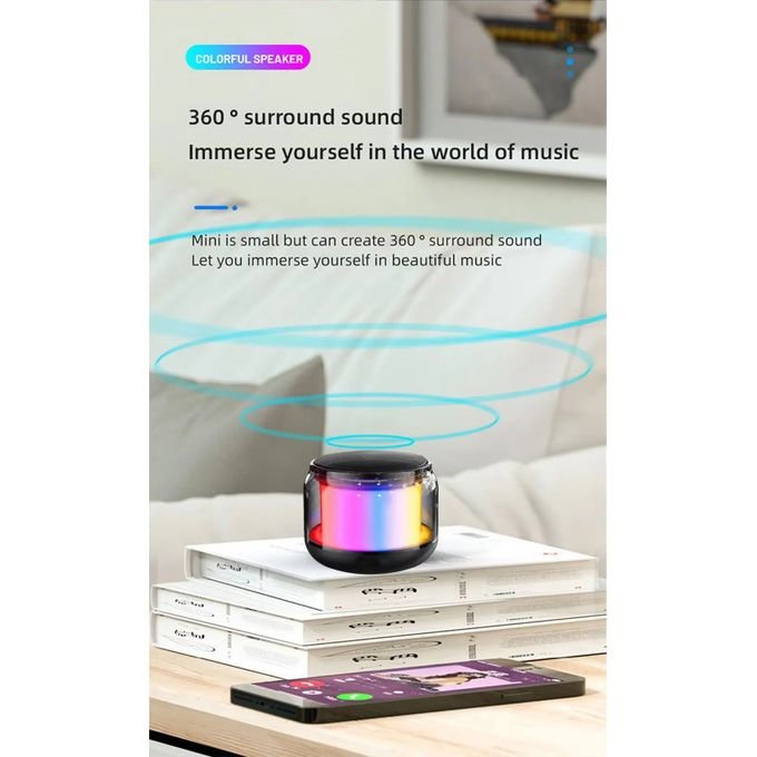 Compact Portable Bluetooth Surround Speaker – Black