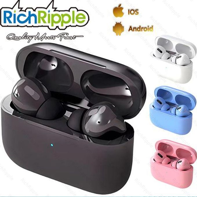 RichRipple Wireless Bluetooth Headsets with Touch Control and Charging Case - Black Earbuds