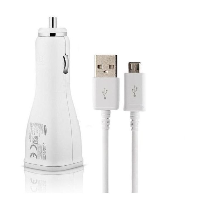 White Fast Charger for Car - Micro USB - 100-240V
