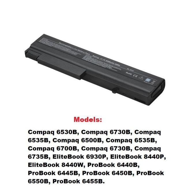 Black Replacement Battery TD06/TD09 for HP EliteBook 6440B, 6445B, 6450B