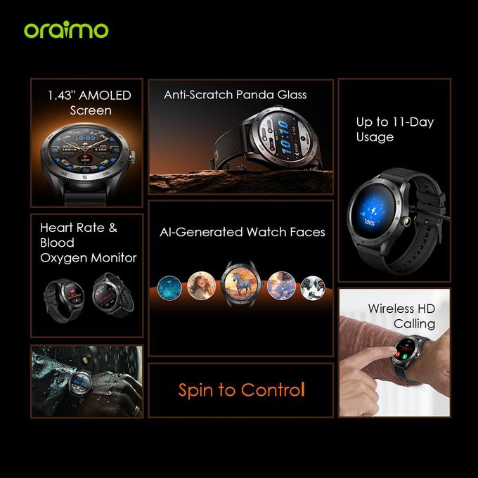 Oraimo Nova Smart Watch with 1.43-inch AMOLED Display and Rotating Bezel Control