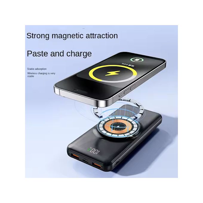 Compact Dual Fast Charger Power Bank with 30000mAh LED Display – Black