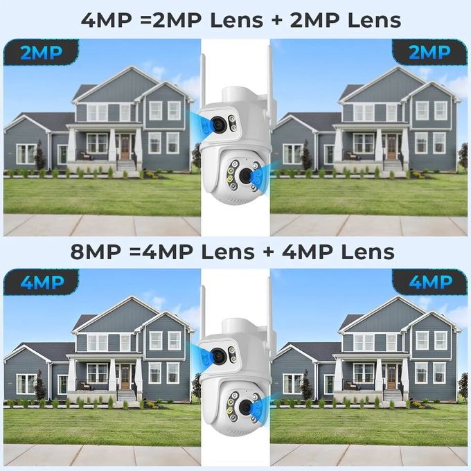 White 4K PTZ Dual Lens Wireless Outdoor Security Camera with Dual Screen and WiFi