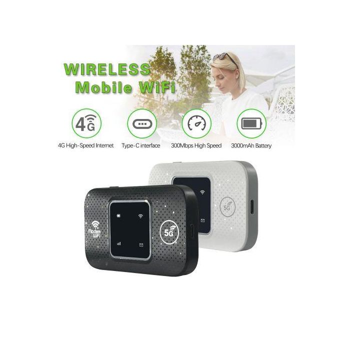 Portable Mobile MiFi Router – 300Mbps Speed, 3000mAh Battery, SIM Slot – Available in White/Black — product view 2
