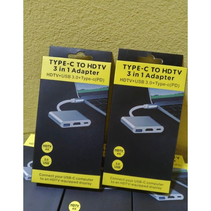 3-in-1 Type-C to HDTV Adapter (USB-C to HDMI, USB 3.0, and Type-C PD Charging Hub)