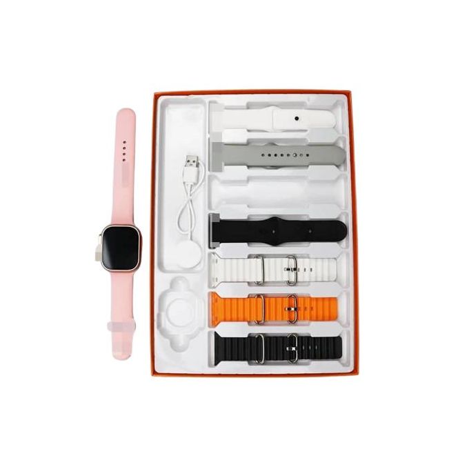 Multicolor Smart Watch Ultra with 7-in-1 Straps, Bluetooth Calling, Heart Rate Monitor, and Wireless Charging
