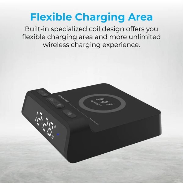 Promate 2-in-1 LED Alarm Clock and Charging Station