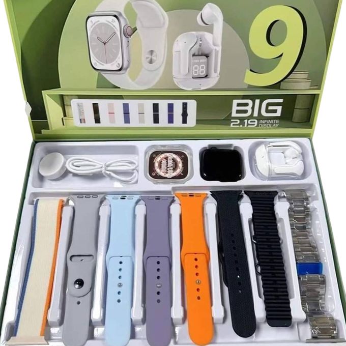 D300 Smartwatch Bundle – 2.19" HD Screen, Bluetooth Calling, Air 31 Earbuds, 8-in-1 Strap Set