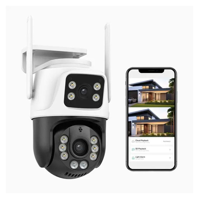 White Wireless CCTV Camera with Dual Lenses and 6MP Resolution – IcSee — product view 2