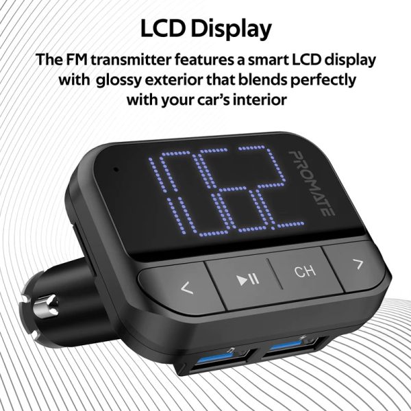 FM Transmitter for Cars with TF & USB Inputs and USB Charging Port — product view 3