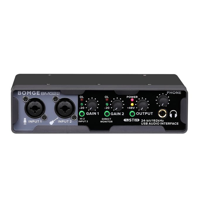 Bomge USB Audio Interface (24 Bit/192 KHz) Featuring XLR, Phantom Power, Direct Monitoring, and Loopback for PC Recording, Streaming, Guitarists, Vocalists, and Podcasting