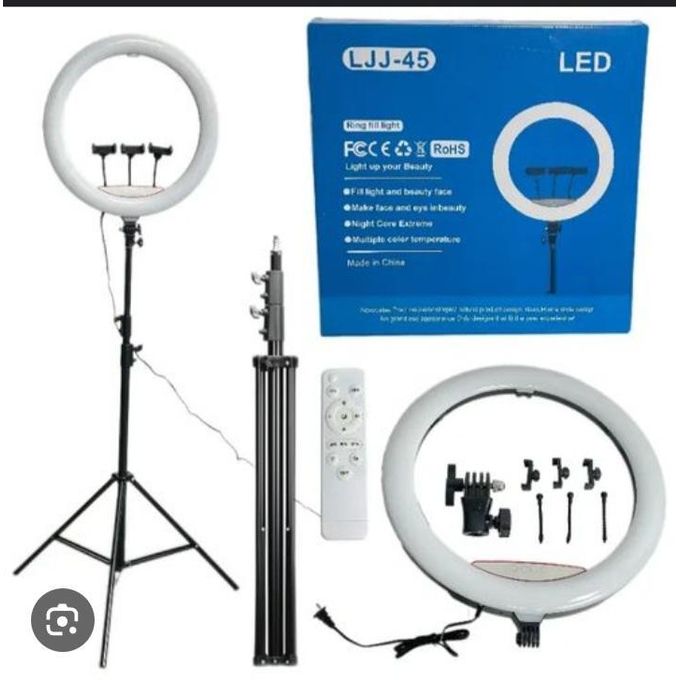 18-Inch LED Ring Light LJJ-45 with Triple Phone Holders and Tripod Stand