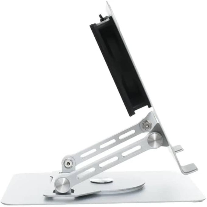 V6.1 Metal Folding Laptop Stand with Large Turbine Air-Cooling for Efficient Heat Dissipation, Adjustable Height, and 360° Swivel – Compatible with Multiple Laptop Models