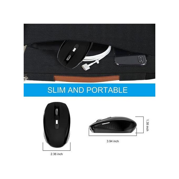Black 2.4G Wireless Mouse for Laptops