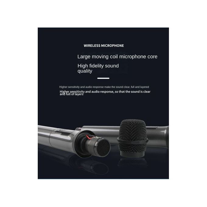 Set of 2 Wireless Microphones for Karaoke Parties and Church Events – Silver — product view 2