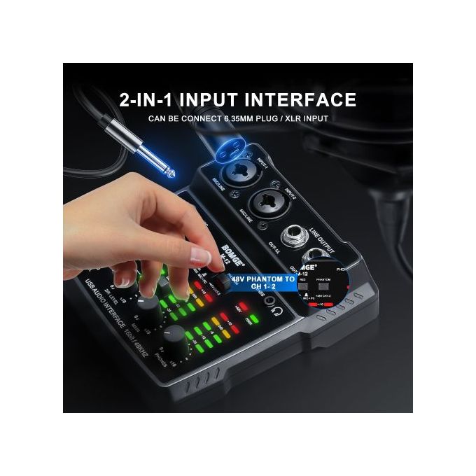 Bomge M-12 USB Audio Interface Mixer Table Sound Plate – Black