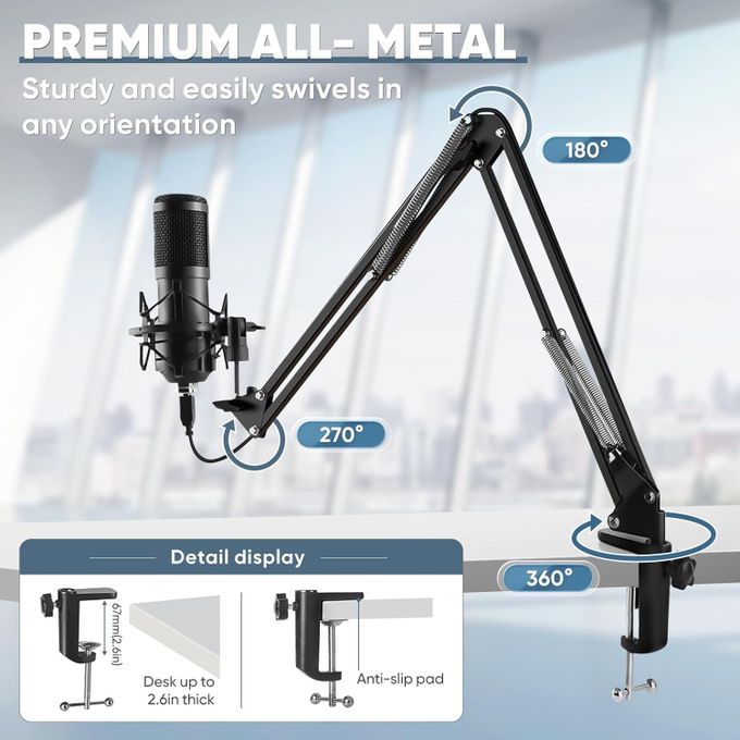 BM800 Studio Microphone and V8S Audio Interface Bundle – Live Sound Kit for Podcasting, Karaoke, Mobile, and PC — product view 3