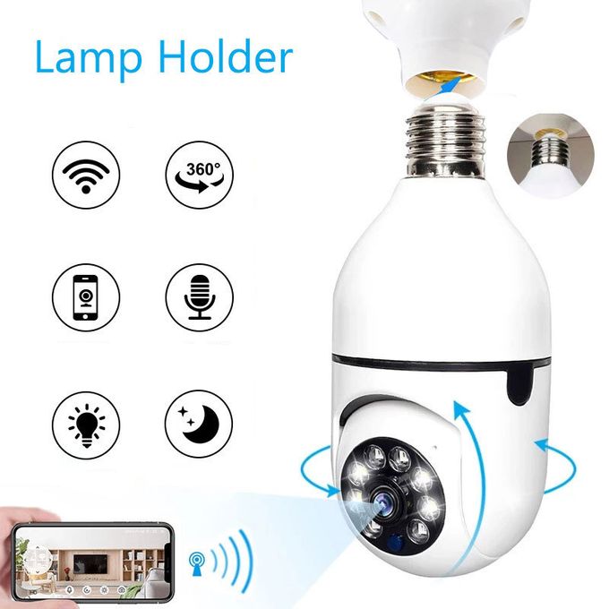 Wireless WiFi Light Bulb Camera for Smart Home Security with IR Night Vision