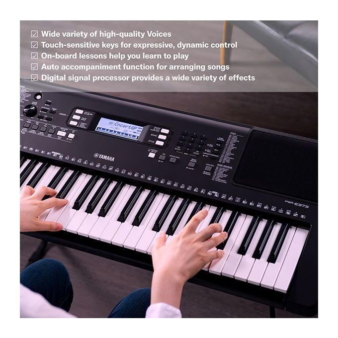 Yamaha PSR-E373Y Black Musical Keyboard with Adapter