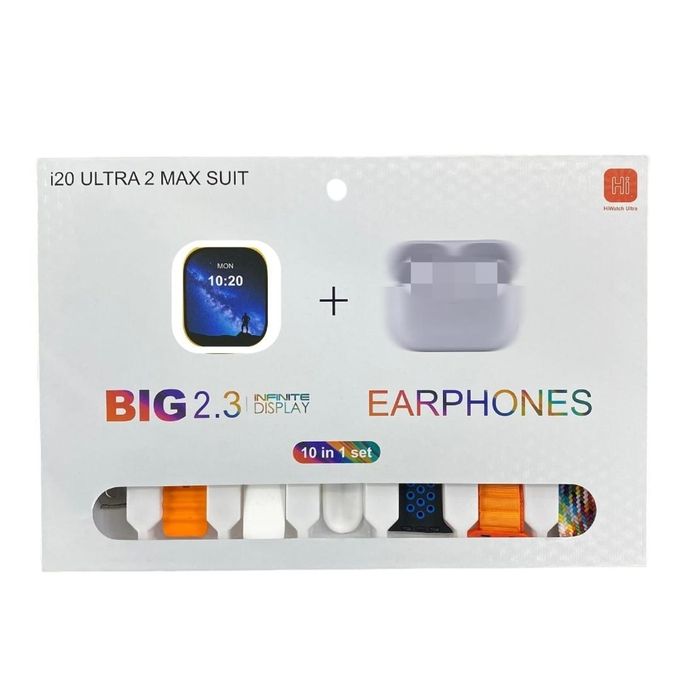 DIY i20 Ultra Max Smartwatch with Wireless Earphones (10-in-1 Bundle)