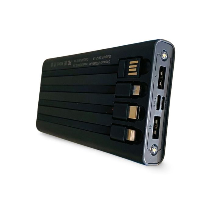 4-in-1 Black 20,000 mAh Solar Power Bank