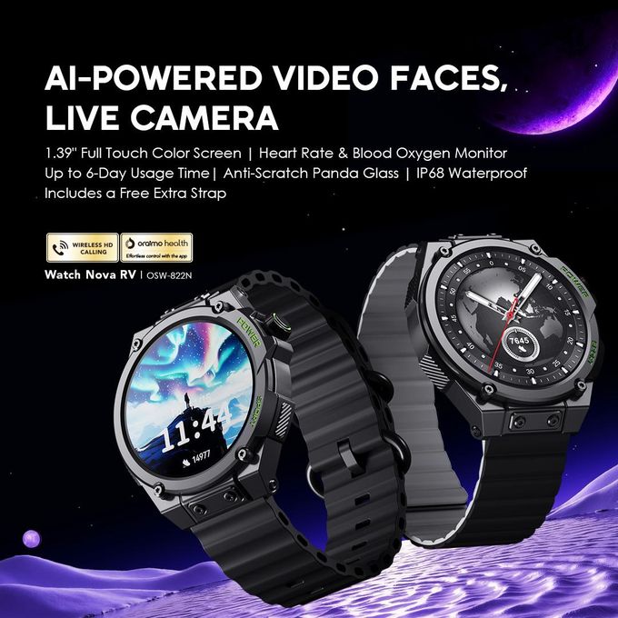 Oraimo Nova Smart Watch - 1.39-inch HD Display, Customizable Watch Faces, IP68 Waterproof