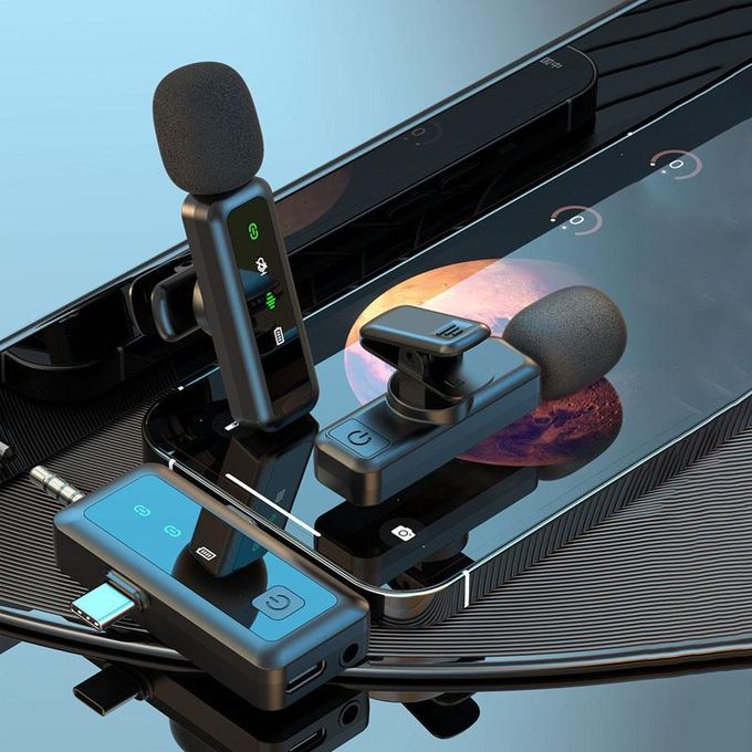 H65 Dual Mic 3-in-1 Wireless Lavalier Microphone for Outdoor Broadcasting, Noise-Canceling Sports Camera Microphone — product view 2