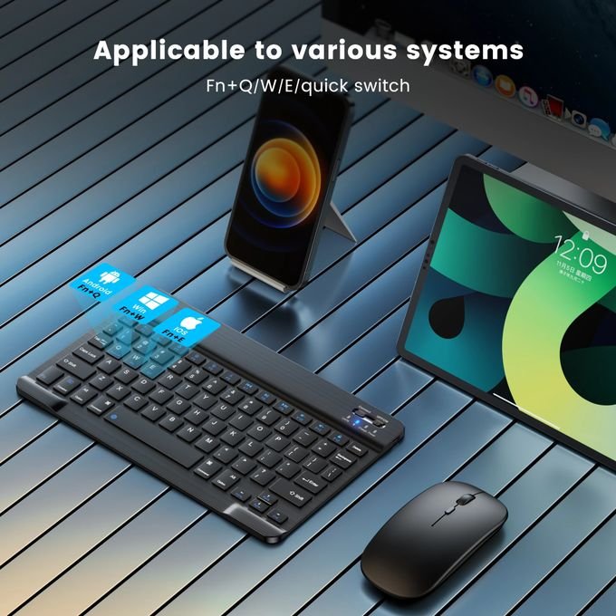 Rechargeable Bluetooth Slim Keyboard & Mouse Combo – Black in Kumasi