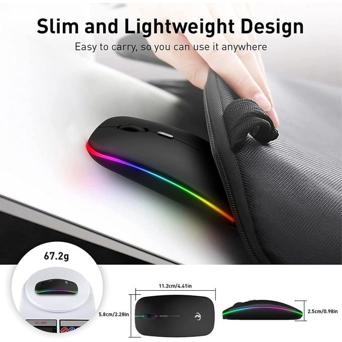 Black Ultra-Slim Wireless Mouse with 2.4G Rechargeable Technology in kumasi