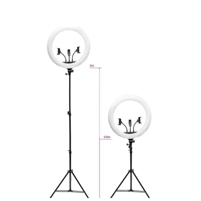 18-Inch Black LED Ring Light with Tripod Stand and Selfie Phone Remote