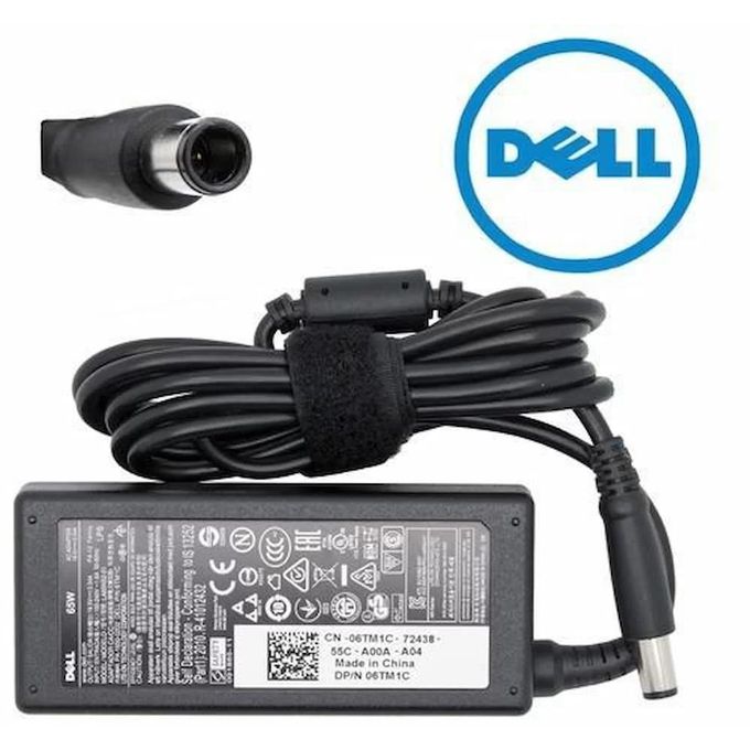 DELL High-Power Laptop Charger – 19.5V/6.7A with Fused Power Cable – Black