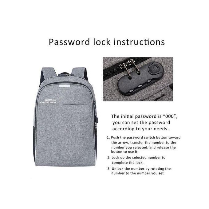 GtyGo Grey Anti-Theft Laptop Travel Backpack