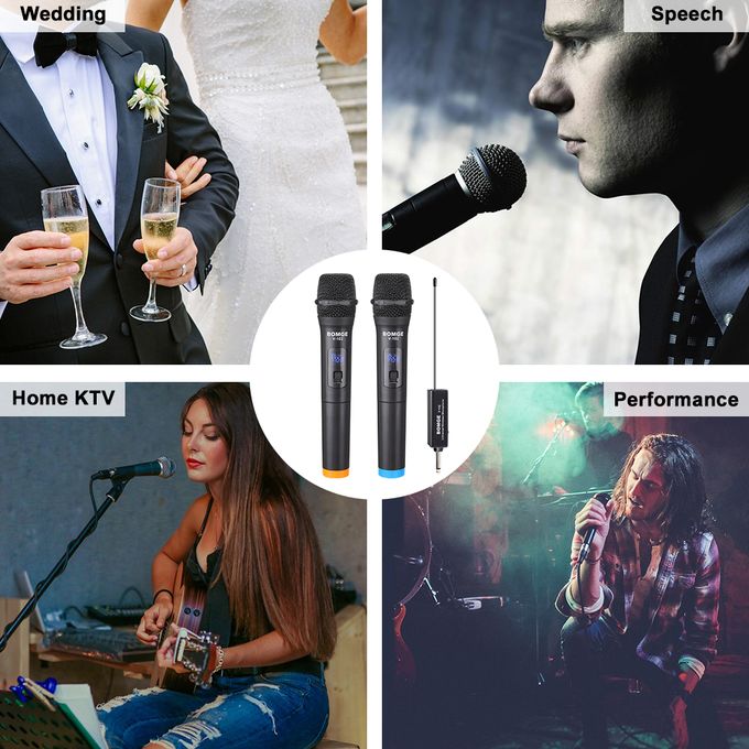 Bomge Black Wireless System with 2 Handheld Microphones