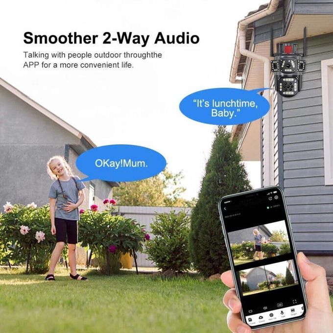 HD WiFi Security Camera with 360-Degree View, 6MP Auto Tracking, Featuring 4 Lenses — product view 3