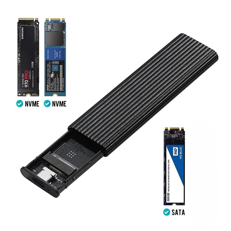 Buy Dual Protocol M2 NVMe/NGFF SATA SSD Case 10Gbps HDD Box M.2 NVME SSD to USB 3.1 Enclosure Type-A to Type-C Cable for M.2 SSD in Kumasi — product view 2