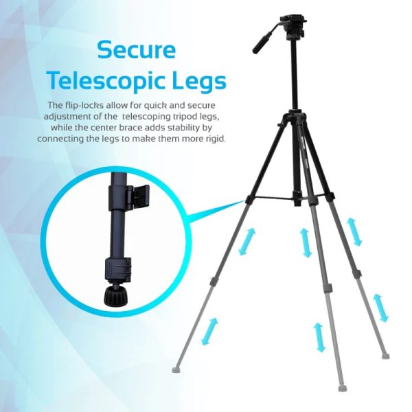 Promate Professional Aluminum Tripod with 3-Way Precision Head