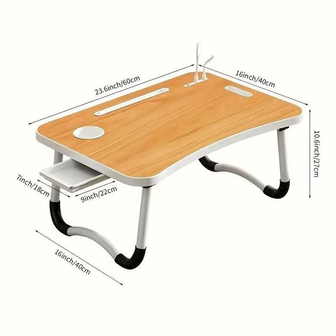 Black Extra Large Portable Multi-Function Tray Stand Computer Desk with Drawer