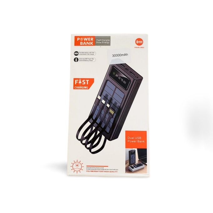 30000mAh Black 4-in-1 Solar Power Bank