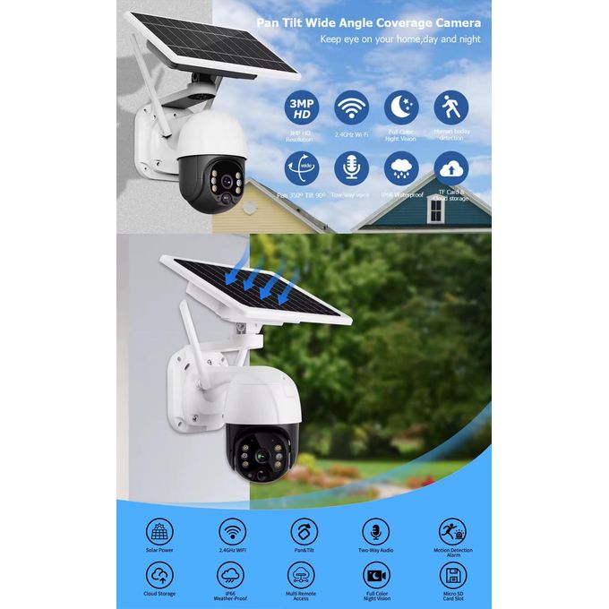 Latest Trending Wifi Solar ICSEE Wireless Battery-Powered Camera, HD 4MP PIR IP CCTV Security Camera for Outdoor Use, IP66 Waterproof