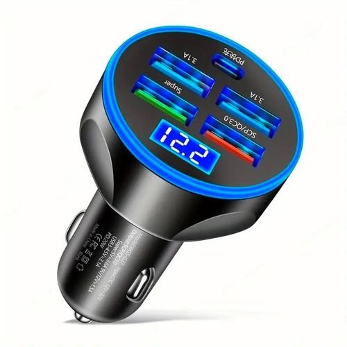 250w 5 In 1 Usb Car Charger Type C Pd 12v Cigar Jack Fast Charging Adapter For 12 Pro Max 14 Plus 13