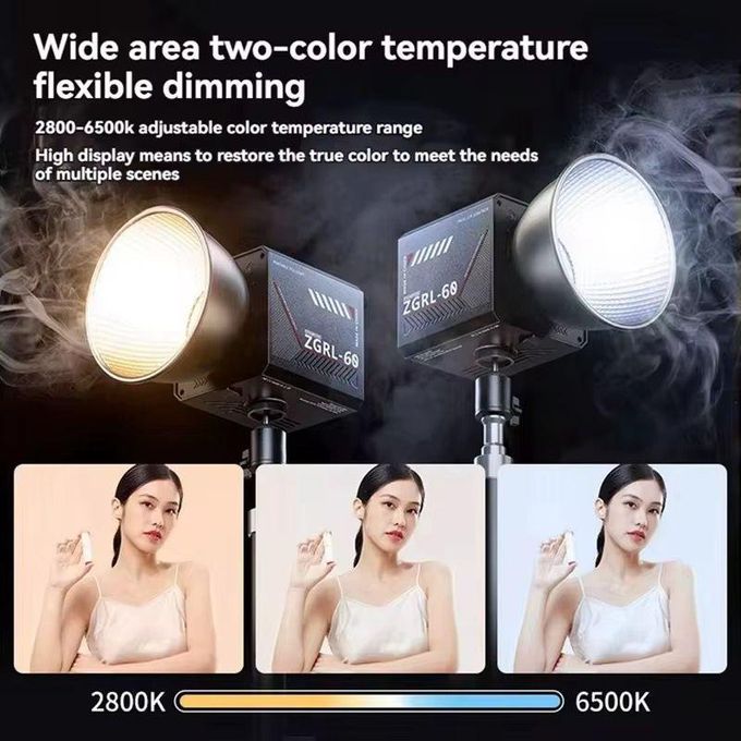 80W LED Video Light Featuring Built-in Rechargeable Battery and Adjustable Color Temperature