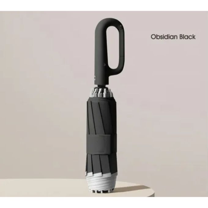 Portable Travel Umbrella with Ring Buckle, Reflective Safety Strip, and Sturdy Windproof Design