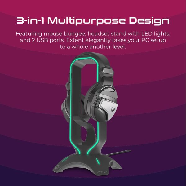 Vertux Versatile Mouse Bungee with Headphone Holder & USB Port