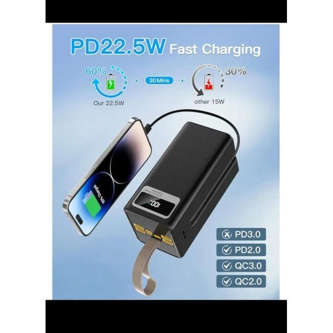 50000mAh Black Portable Power Bank with 22.5W Quick Charge