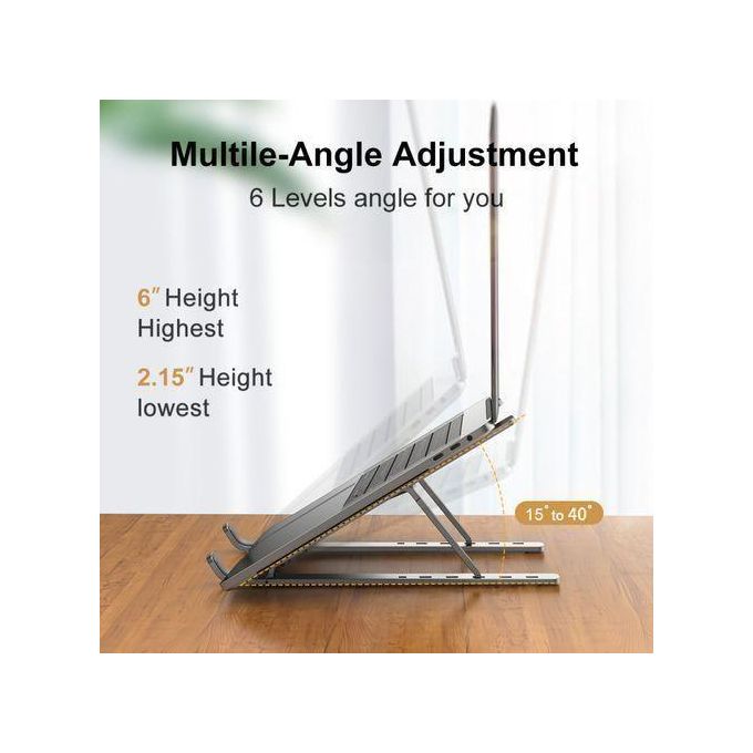 GUEETON Adjustable Silver Metal Foldable Laptop Stand Holder