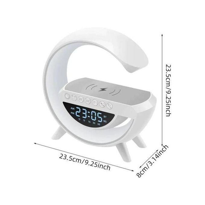 White G-Shape Multifunctional Lamp with Bluetooth Speaker and Wireless Charging