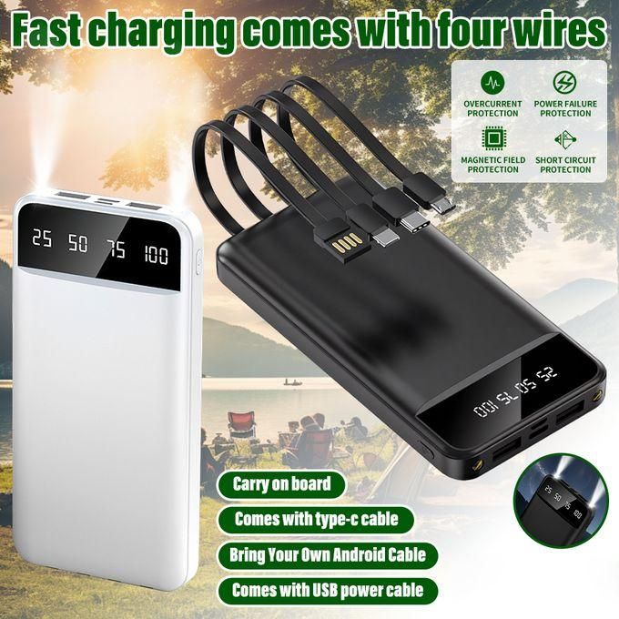 White 30000mAh Portable Power Bank – 3-in-1 Design