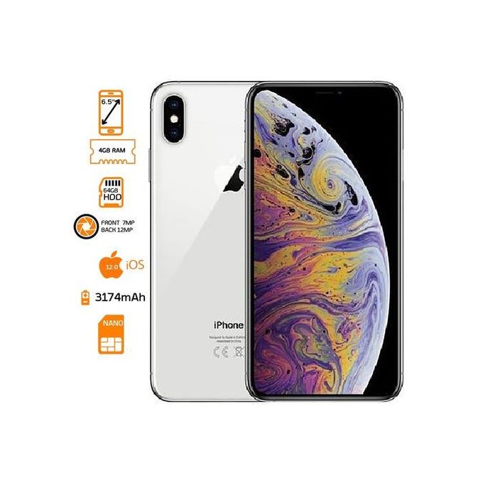 Apple iPhone XS Max – 256GB Storage – 4GB RAM – Silver + Complimentary AirPods + Case + Screen Protector